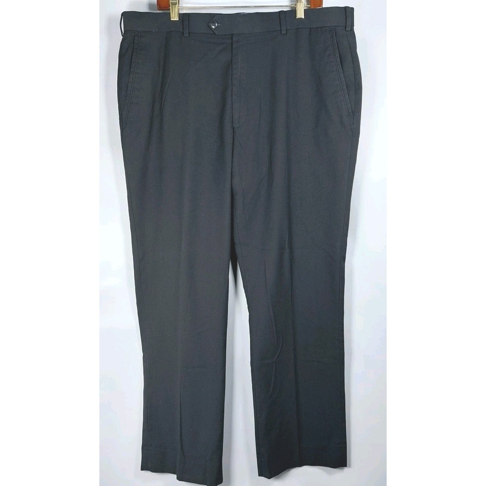 Roundtree & Yorke Mens 38x30 Navy Flat Front Straight Travel Smart Pants